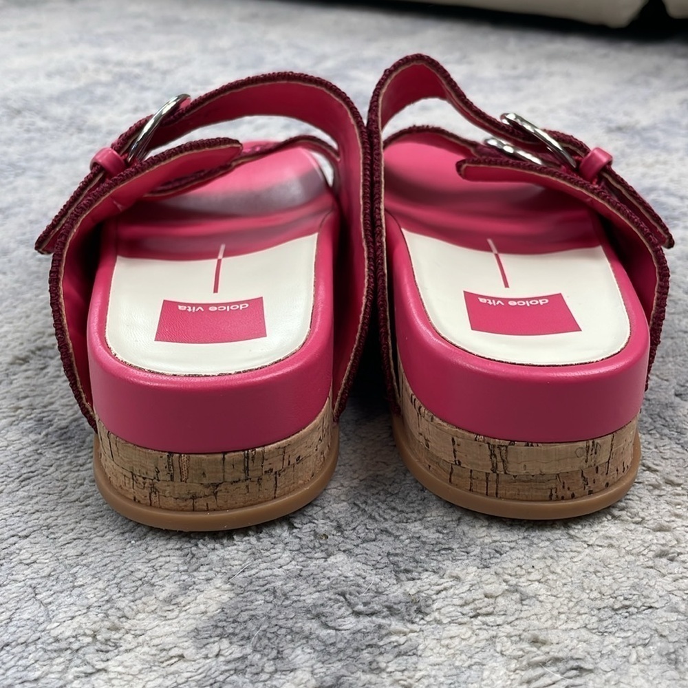 New Dolce Vita Ralli Wedge Sandal Woven Double Strap Slide Pink Sz 8 - Picture 8 of 14